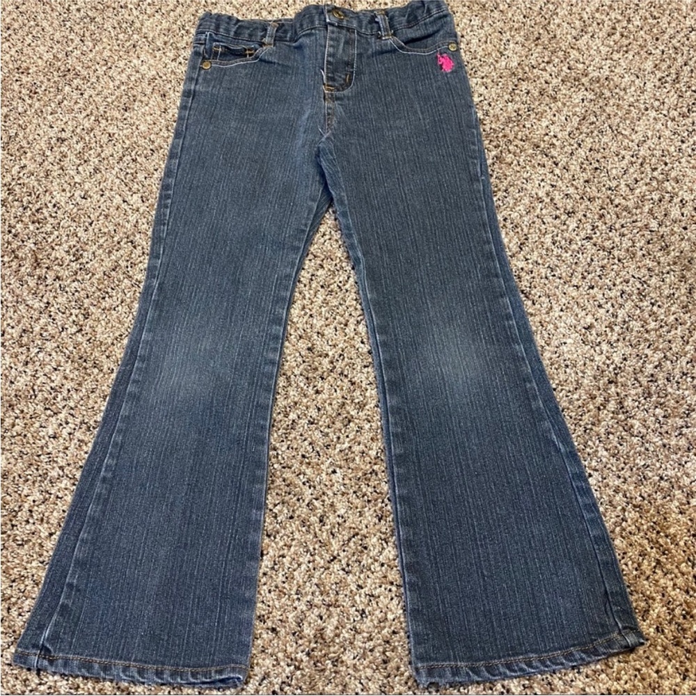 Girls 6 US Polo Assn boot cut elastic waist jeans